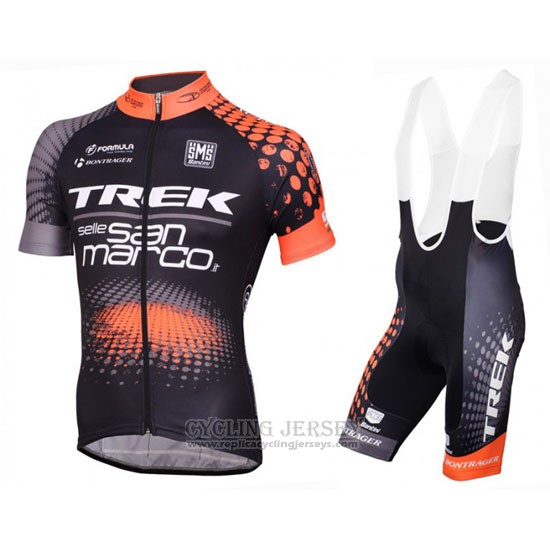 2016 Cycling Jersey Trek Selle San Marco Black and Orange Short Sleeve and Bib Short